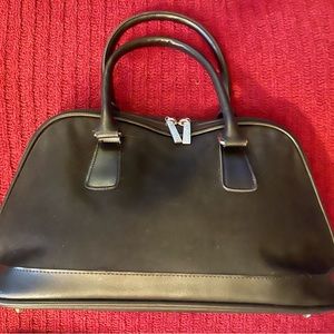 Black Zipper Top Double Handles Lancome Hand Bag